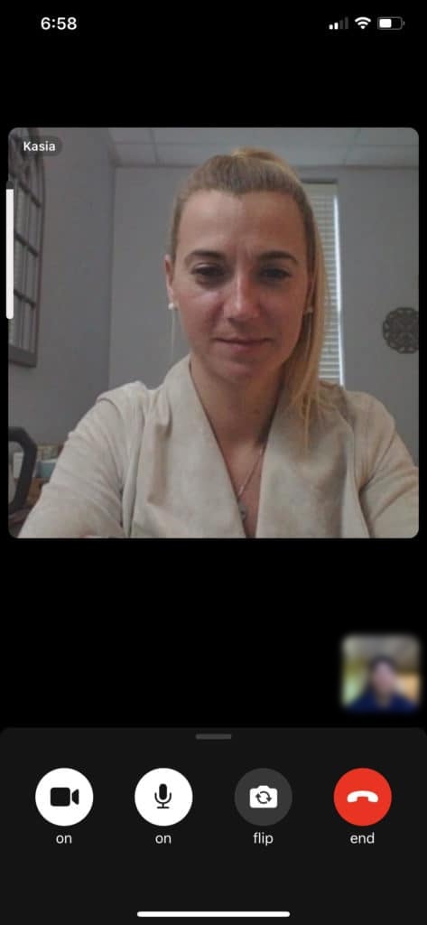 Therapist Kasia in Telehealth session with Client